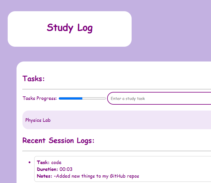 Study Tracker Project